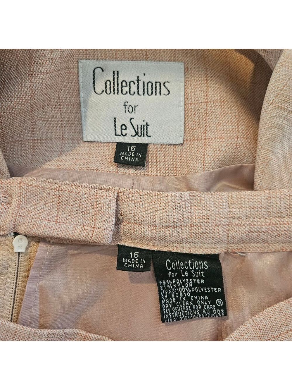 Women's Collections for Le Suit Pink Plaid Skirt Suit, Size 16 - Picture 2 of 8